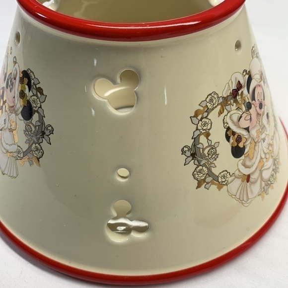 RARE Vintage Disney Victorian Mickey & Minnie Ceramic Jar Candle Lamp Shades SET - Picture 6 of 16